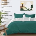 thumbnail image 3 of 3 Piece Dark Green Duvet Cover Set Twin Size, Microfiber Comforter/Quilt Cover with Corner Ties and 2 Pillowcases, Modern Pure Dark Green All Season Soft Bedding with Zipper Closure, 3 of 8