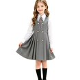 thumbnail image 3 of Mfakffe Girls Sleeveless Pinafore Pleated Dress Vintage Academy Pleated Skirt Jumper Dress Fashion Uniform Vest Dress, 3 of 5