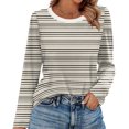 thumbnail image 2 of Nokdvo Womens Sweatshirts Trendy Lightweight Striped Crewneck Pullover Long Sleeve Casual Loose Fit Shirts,Sky Blue 2XL, 2 of 5