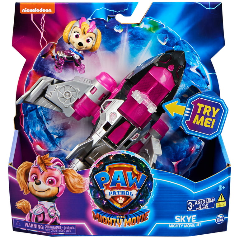 Paw Patrol: The Mighty Movie, Transforming Rescue Jet with Skye Mighty Pups  Action Figure, Lights and Sounds, Kids Toys for Boys & Girls 3+
