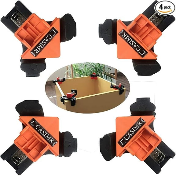 90 Degree Corner Clamp, 4 Pack Adjustable Single Handle Spring Loaded Right Angle Clamp,Swing Woodworking Clip Clamp Tool