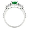 thumbnail image 4 of 2.16 ctw 3 Stone Anniversary Ring for Women | Round Cut Simulated Emerald | Hyperallergenic Solid 14K White Gold, 4 of 5