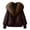 Brown, variant on Women's Solid Color Fashionable Thick Warm Temperament Cotton Jacket with Large Collar Cotton Coat Jacket, Cozy and Elegant, Ideal for Cold Weather Outings,Wine L