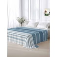 thumbnail image 5 of Blue Ombre Stripe Queen Size Flat Sheet, Wrinkleproof & Fadeproof Cooling Flat Bed Sheet Only, Farmhouse Striped Gradient Breathable Soft Bedding Top Sheets 90 x 102 Inches, 5 of 8