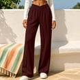 thumbnail image 5 of FEIIBMOYRIA Women Straight Pants Fashion Soft V-Shaped Ruched Elastic Waist Wide Leg Pants Casual Athletic Comfortable Streetwear Solid Color Long Sweat Pants with Side Pockets, 5 of 7