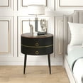 thumbnail image 2 of O&K FURNITURE Industrial End Table with 2-Drawer, 21.85''Sofa Side Table, Metal Round Nightstand for Living Room Bedroom, Black, 2 of 10