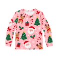 thumbnail image 2 of REDARER Girls Christmas Santa Reindeer All Over Print Two Piece Pajama Set Long Sleeve Crew Neck Top and Pants Soft Loungewear for Christmas Eve Family Matching Sleepwear,5-6 Years, 2 of 4