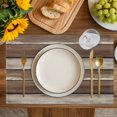 thumbnail image 4 of Brown Beige Wooden Placemats Set of 4, Vintage Farmhouse Retro Art Placemats for Dining Table, Place Mats for Kitchen Tabletop, Waterproof Wipeable Dining Table Mats Set, 4 of 9