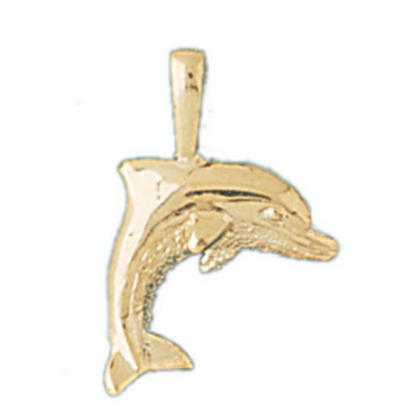 14K Yellow Gold Dolphin Pendant - 20 mm