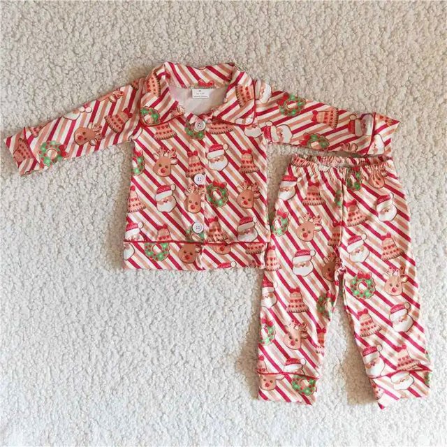 Conjunto de ropa de dormir de invierno para niños y niñas, conjunto de ropa de dormir con mangas Rojas, camisa de coche de árbol, pantalones con volantes, conjunto de pijamas, venta al por mayor