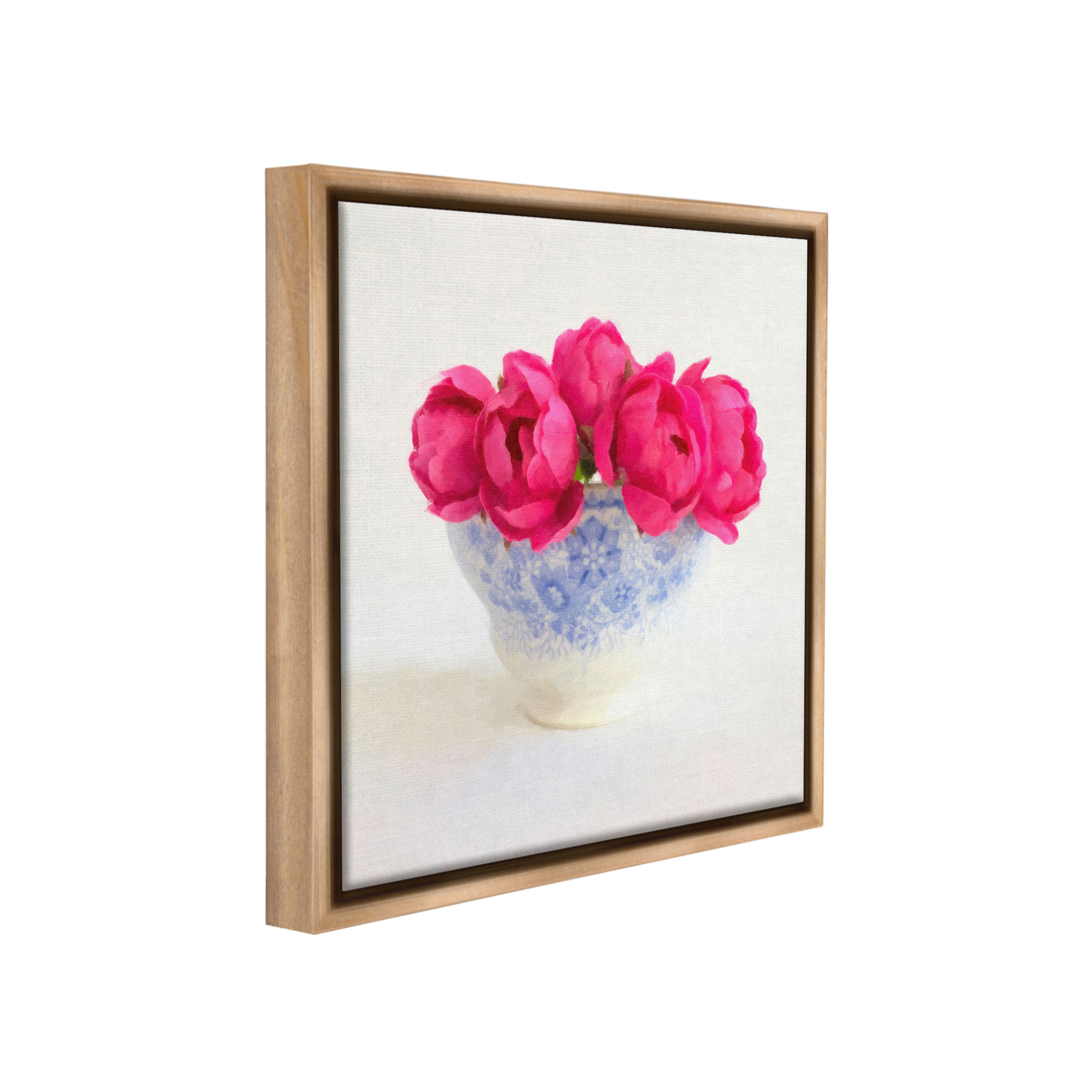 Stupell Industries Roses in Subtle Vase Botanical & Floral Painting Brown Floater Framed Canvas Art Print Wall Art, 25 x 25