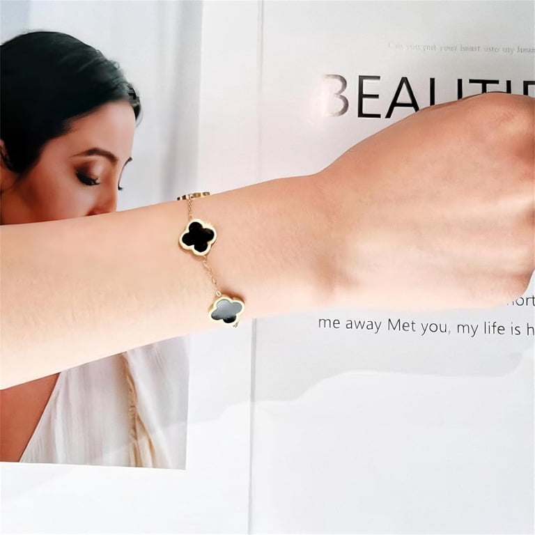 18K Gold Plated Clover Bracelet – Double Sided Adjustable Lucky Charm For Women & Men