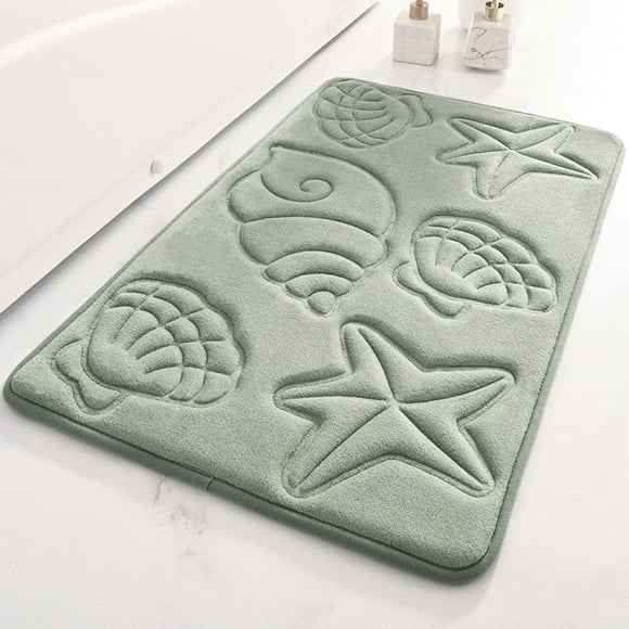 HaiXing Non-Slip Bathroom Mat, 50x80cm Grey-Green Solid Color, Ultra Absorbent & Quick-Drying, Durable Sandwich Design for Bathroom, Kitchen, Entrance – Safe, Comfortable, and Stylish Floor