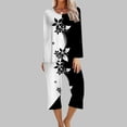 thumbnail image 2 of XFLWAM Women's Sleepwear Capri Pajama Sets Long Sleeve Two-Piece Pjs Crew Neck Lounge Sets Tops & Capri Pants with Pockets, 2 of 5