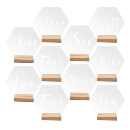 

Geruite Acrylic Wedding Table Numbers with Base | 10pcs Hexagon Table Numbers for Wedding Reception | Table Cards for Weddings Events Parties Centerpieces Decor