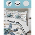 thumbnail image 4 of Ocean Turtle Twin Size Down Alternative Comforter,Lightweight Comforter Quilt Bedding Set with Pillow Shams Coastal Blue Starfish Shell Conch Wood Grain All Seasons Bed Comforter Duvet Insert 68"x86", 4 of 7