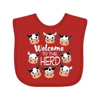 Inktastic Welcome to the Herd with Cute Black and White Holstein Cows Boys or Girls Baby Bib