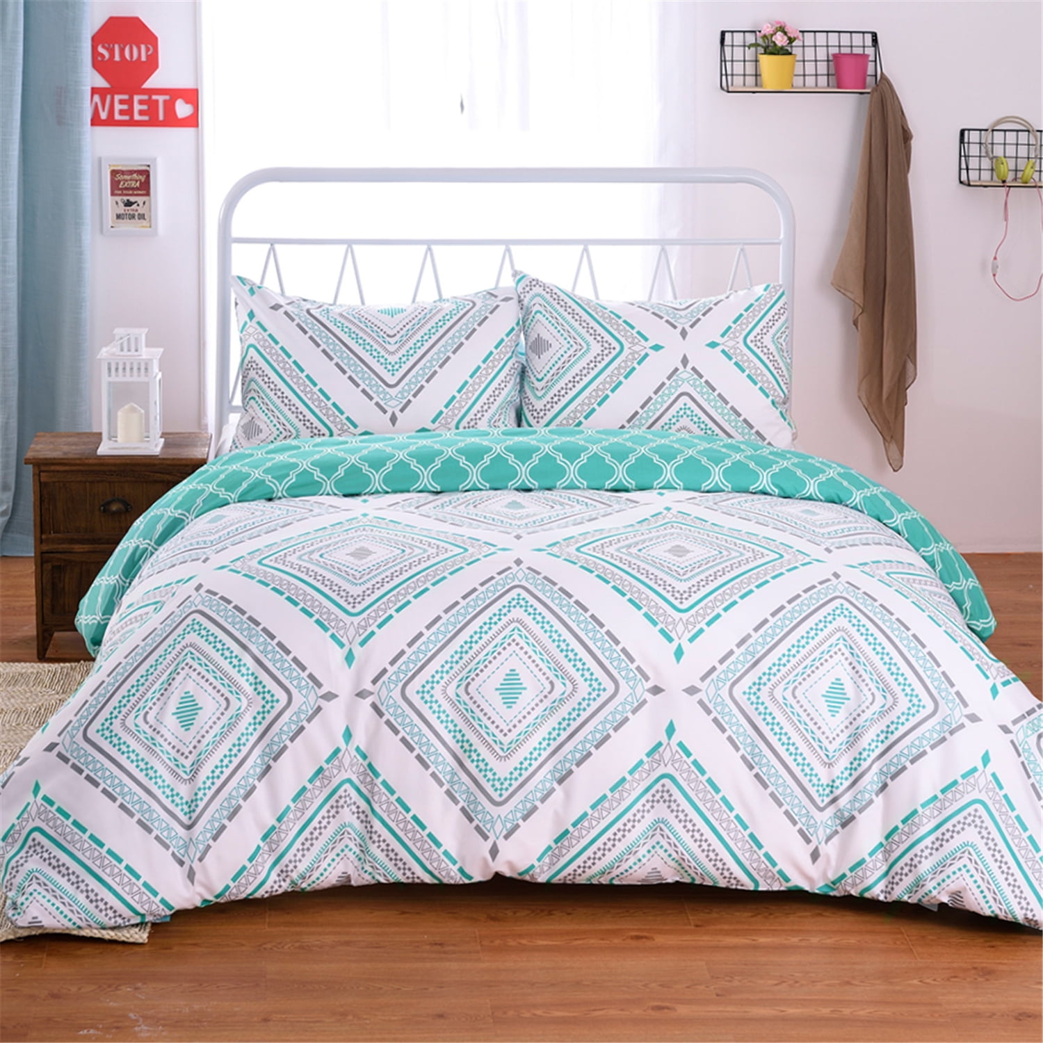 JML King Size Duvet Cover Set 3 Piece-Printed Microfiber Comforter Cover with Zipper Closure