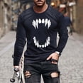 thumbnail image 2 of YOIAVAIOY T-Shirts Graphiques à Manches Longues pour Hommes, T-Shirts d'Halloween à Imprimé Fantôme Citrouille, Col Rond, Hauts d'Automne, Blouse Décontractée de Festival, Bleu Marine XXXXXL, 2 of 6