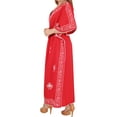 thumbnail image 4 of HAPPY BAY Women's Summer Loungewear Caftan Maxi Mumu Slit Dresses for Women 2X-3X Red, Embroidery, 4 of 5