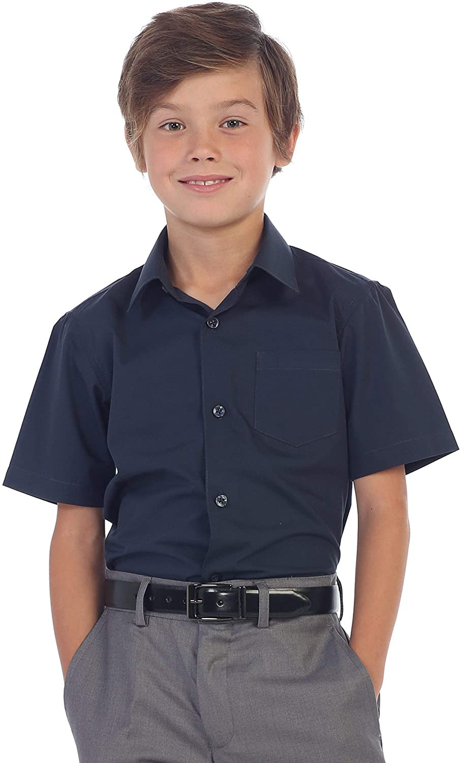 Gioberti Boys Long Sleeve Dress Shirt + Stripe Clip Tie, Size 2T - 18 ...