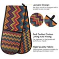 thumbnail image 2 of Yayeee Double Oven Mitt Kitchen Heat Resistant Baking 35" x7" Quilted Glove, Brown Geometric, 2 of 6