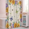 thumbnail image 5 of Shower Curtain Sunflower Daisy Butterfly Bee Shower Curtains for Bathroom Decor, Waterproof Polyester Shower Curtain Set with Hooks, Extra Long 72" x 96" Spring Floral Beige, 5 of 9