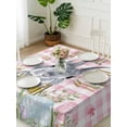 thumbnail image 3 of Easter Suqare Tablecloth - 60 x 60 Inch, Spring Rabbit Egg Botanical Flowers Leaf Pink Check Waterproof & StainResistant Tablecloth, Washable Oil-proof Table Cover for Dining/Party/Wedding/Buffet, 3 of 9