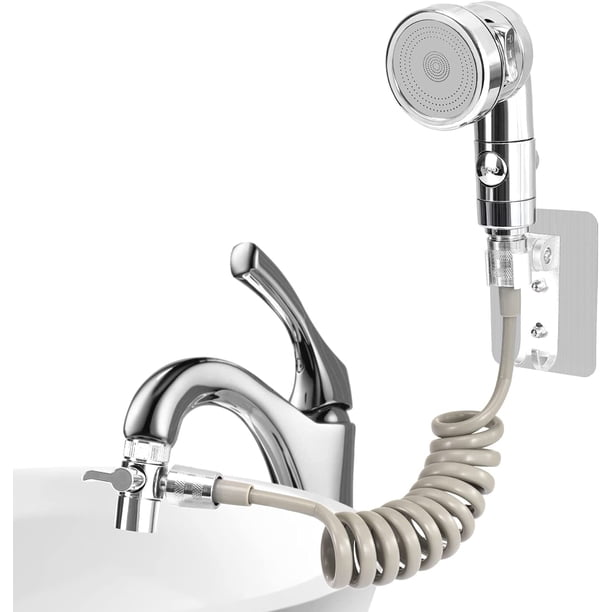 Juego de cabezal de ducha para lavabo de baño, ducha de mano para baño, manguera telescópica de 2 m, perfecto para lavar el cabello o limpiar el fregadero (plateado) Sincero Electrónica