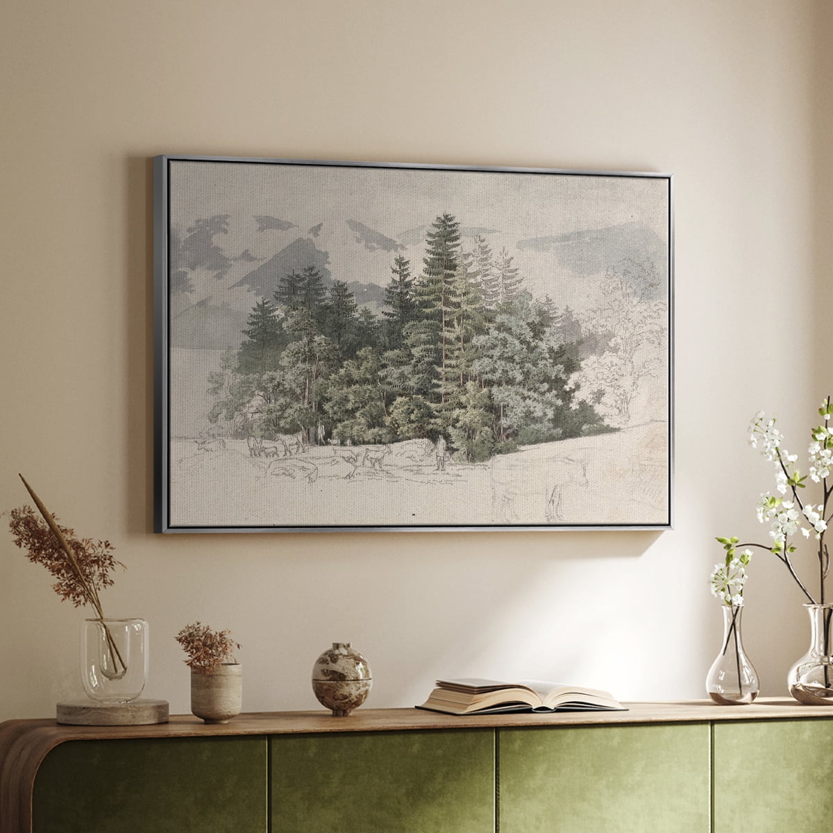 Vintage Landscape-CCLXXV By Wexford Home Framed in Silver Wood Gallery Wrapped Canvas 27 in. x 41 in.