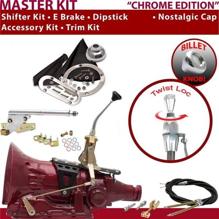 American Shifter TH350 Shifter Kit Chrome 8 in. E Brake Cable Trim Kit Dipstick for EDF23