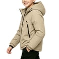 thumbnail image 6 of Piuwrlz Boys Hood Padded Jacket Boy Cotton Puffer Jacket with Zipper Long Sleeved Winter Coat Khaki Size 7, 6 of 6