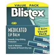 Blistex Medicated Lip Balm, 0.15 Ounce, Pack of 3  Prevent Dryness & Chapping, SPF 15 Sun Protection