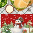 thumbnail image 3 of JOOCAR Christmas Snowman and Tree Holiday Scene Linen Table Mats Set of 4 for Home Kitchen Table Decor 12x18 inch, 3 of 5
