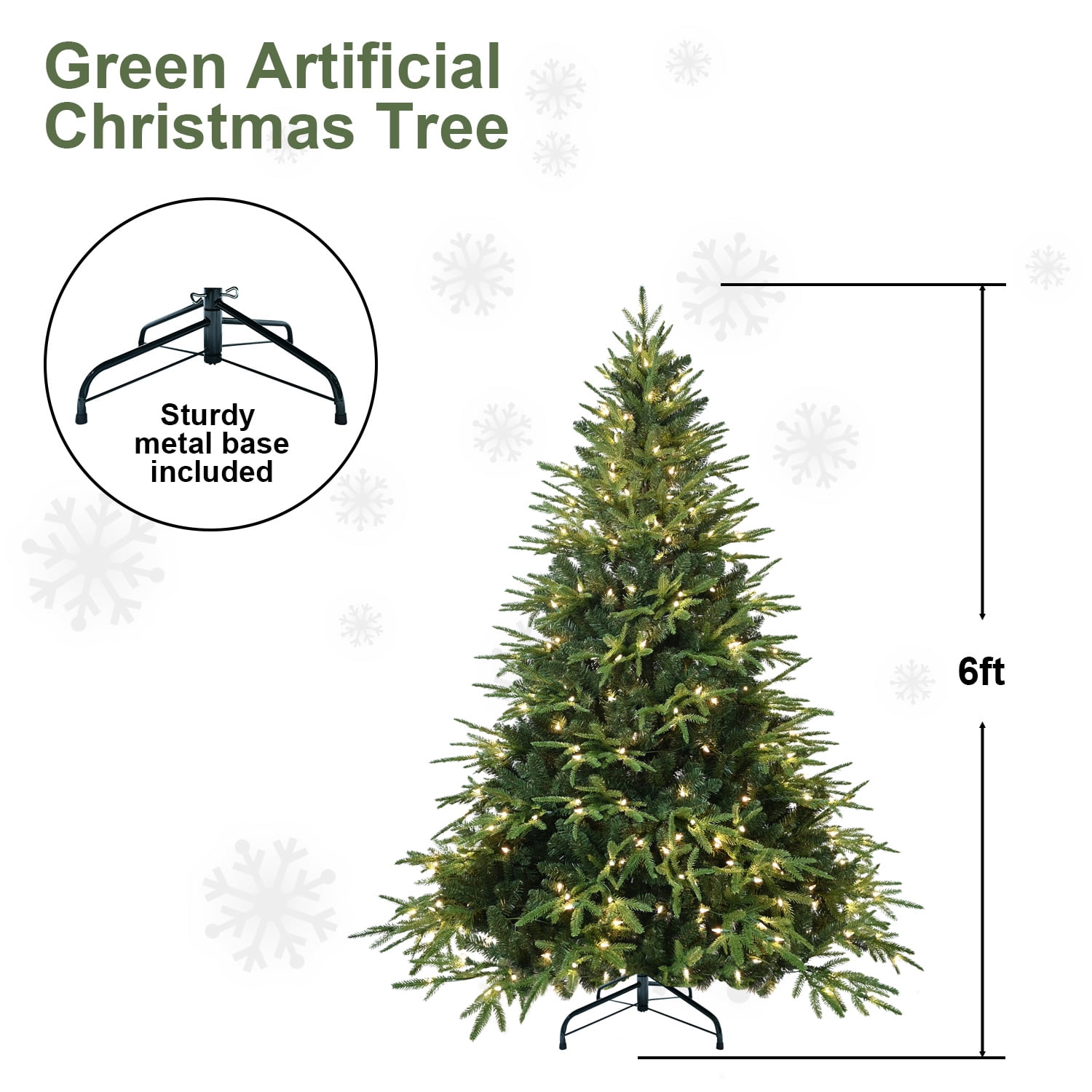 4 Ft Pre-Lit Artificial Christmas Tree with 150 Warm White Incandescent Lights, 856 Branch Tips, PE+PVC Hinged Pine with Partial Memory Wire Branches, Foldable Metal Stand for Holiday Decoration