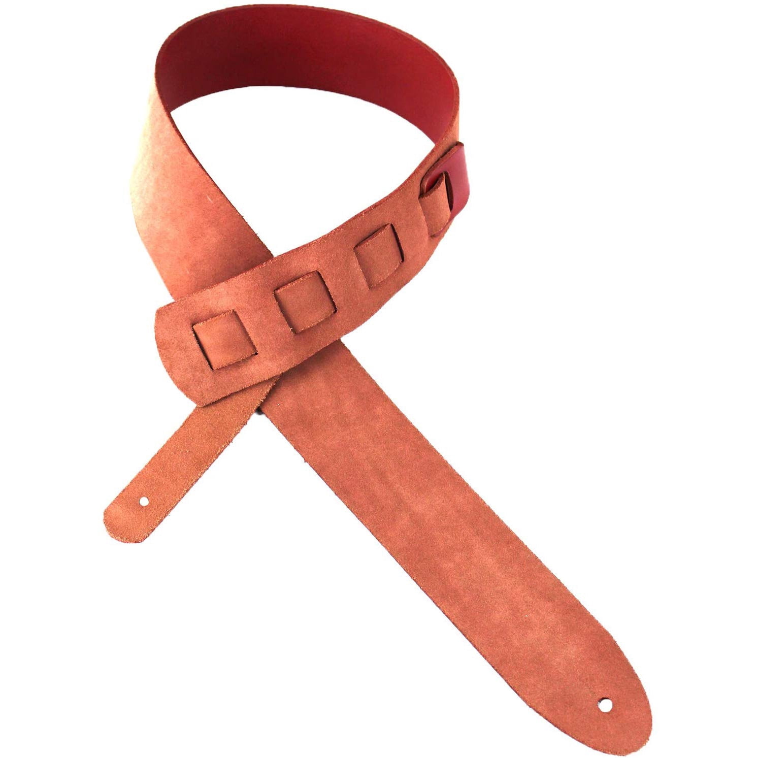 Walker & Williams SL-117 Red Chestnut Full Grain Soft Italian Leather Natural Finish Guitar Strap