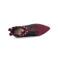 thumbnail image 4 of Unique Bargains Women's Mesh Stiletto High Heels Ruffle Prom Ankle Boots Burgundy 9, 4 of 7