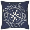 thumbnail image 1 of HomeRoots 403169 Nautical Compass Down Throw Pillow, Blue & White, 1 of 1