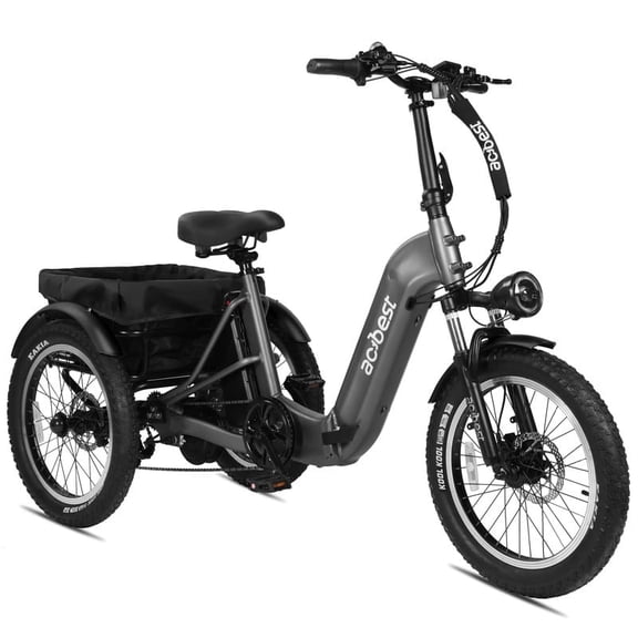 ACTBEST Electric Tricycle for Adults, 750W Motor 48V 15.6Ah Battery, 20" x 3.0" Fat Tire 3-Wheel Electric Bicycle, 7-Speed Step-Thru Electric Trike with Dual Suspension (Gray)