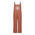 thumbnail image 4 of Conairie Overalls For Women Flower Print Comfy Beach Vacation Trendy Jumpsuits Wide Leg Pants With Pockets Orange L, 4 of 4