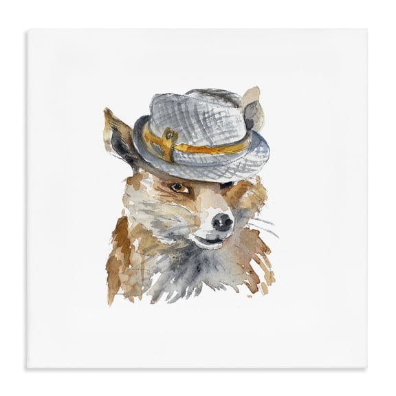 Stupell Industries Eclectic Funny Hat Fashion Fox Animal Watercolor Canvas Art, 17 x 17, by Lanie Loreth