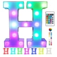 thumbnail image 1 of Luces de letras de marquesina LED de colores con control remoto - Letreros de marquesina iluminados - Letras de barra de fiesta con decoraciones iluminadas para el hogar - Multicolor H, 1 of 5