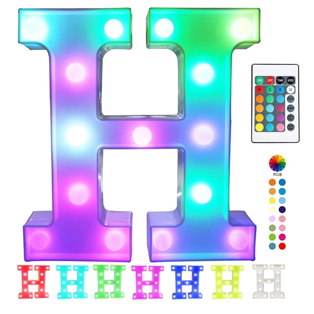 Luces de letras de marquesina LED de colores con control remoto - Letreros de marquesina iluminados - Letras de barra de fiesta con decoraciones iluminadas para el hogar - Multicolor H