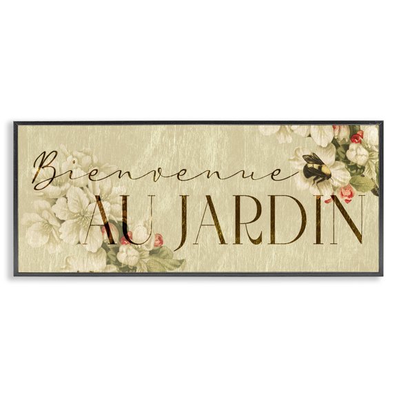 Stupell Industries French Country Vintage Garden Welcome Black Framed Giclee Art, 24 x 10, by Lil' Rue