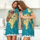 thumbnail image 4 of Easygdp World Map With Landmarks Camisón de manga corta para mujer, informal, estampado, 4 of 6