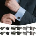 thumbnail image 4 of Yaiewey 6 Pairs Links Mens,Cufflinks for Men Classic Links Mens Cufflinks Tuxedo Shirt Cufflinks for Wedding Groom Business Silver Black Cufflinks Set Father's Gift, 4 of 7