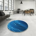 thumbnail image 4 of Ahgly Company Machine Washable Indoor Square Transitional Blueberry Blue Area Rugs, 4' Square, 4 of 7
