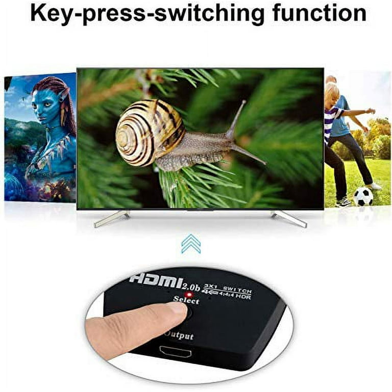 Commutateur HDMI Automatique 2K 3-Port, 3x1 Switch HDMI Auto Switcher