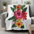 thumbnail image 2 of Pink Red Yellow Hibiscus Blanket Soft Cozy Warm Throw Blanket for Couch, Plush Fuzzy Flannel Fleece Blankets for Sofa, Farmhouse Tropical Floral Bed Blankets Lightweight Gifts for Women, 40"x50", 2 of 9