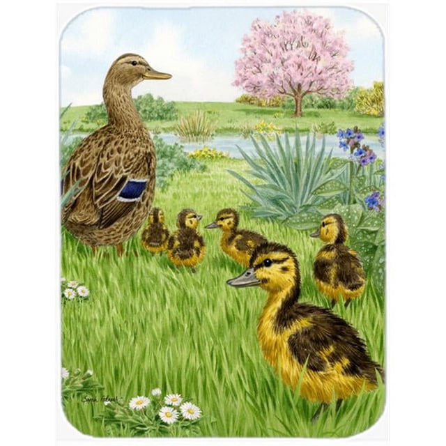 Carolines Treasures ASA2105LCB Female Mallard Duck & Ducklings Glass Cutting Board- Large